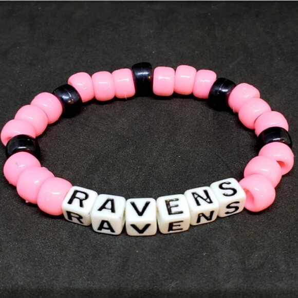 Hand Crafted Jewelry - BALTIMORE Ravens Football Beaded Bracelet